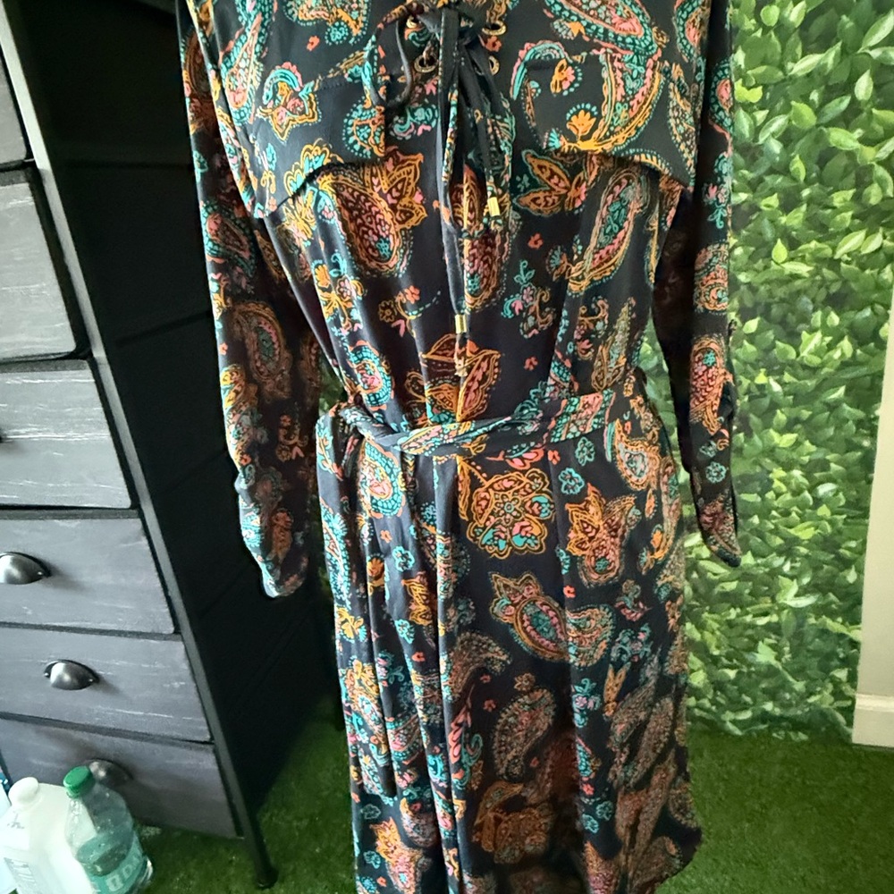 Paisley Print Long Sleeve Dress mp19
